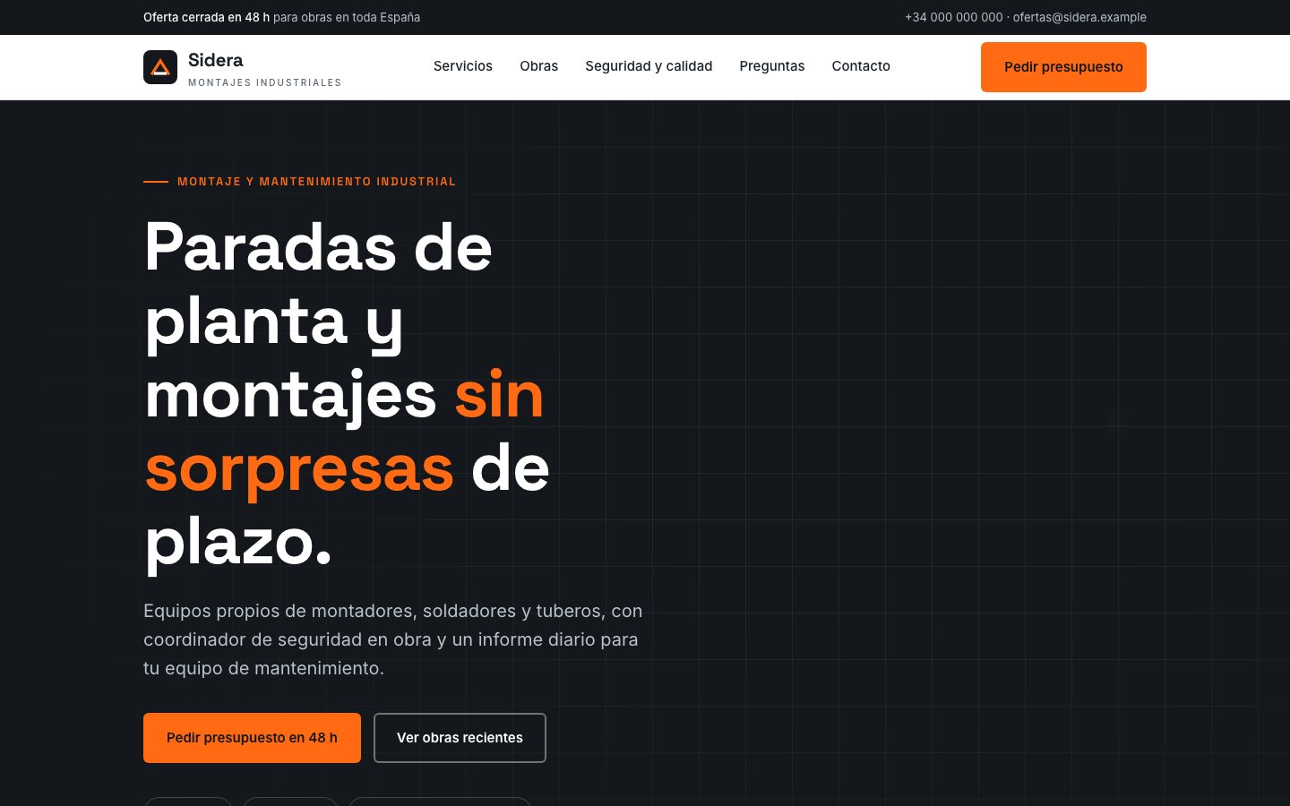 Demo de web corporativa de una empresa industrial